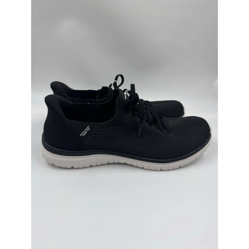 New Skechers Women Black Virtue Swift Fit Sneaker Hands Free Memory Foam 10